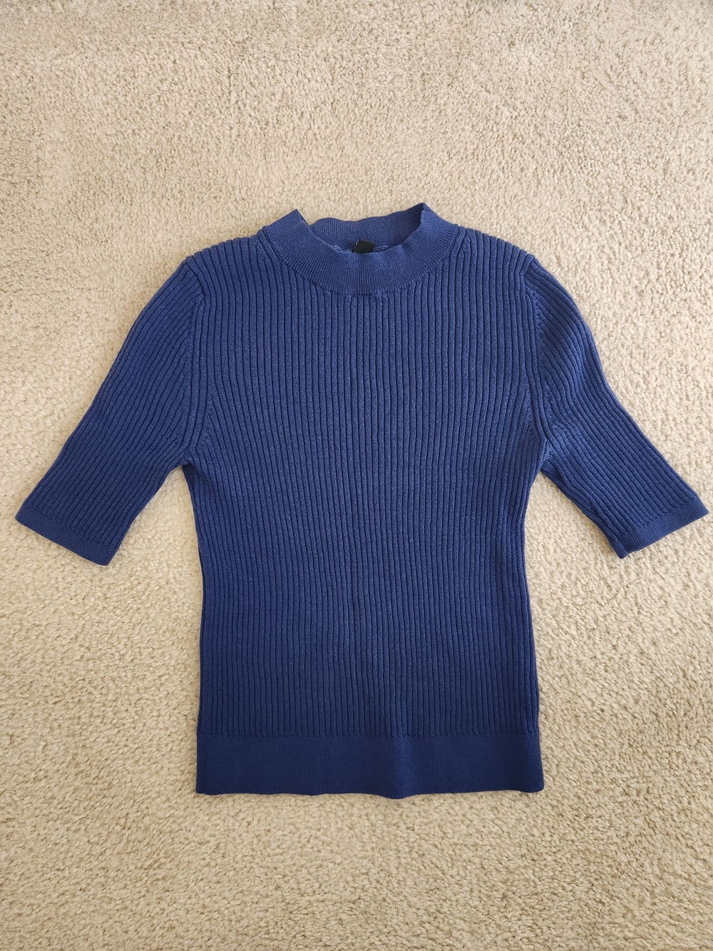 Uniqlo Merino Wool Short Sleeve Knit Top - Blue